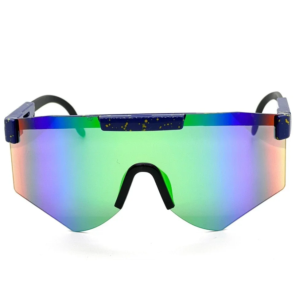 Mirrored Women Sunglasses Blue Green Mirror Lens Splatter Paint Sporty‎ Lentes